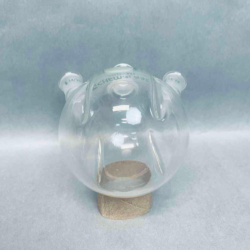 Chemglass Round Bottom 250 ml 3 Neck Flask 14/20 STJ Angled with Morton Indents Jointed Glassware Chemglass