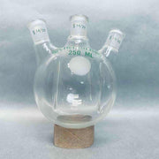 Chemglass Round Bottom 250 ml 3 Neck Flask 14/20 STJ Angled with Morton Indents Jointed Glassware Chemglass