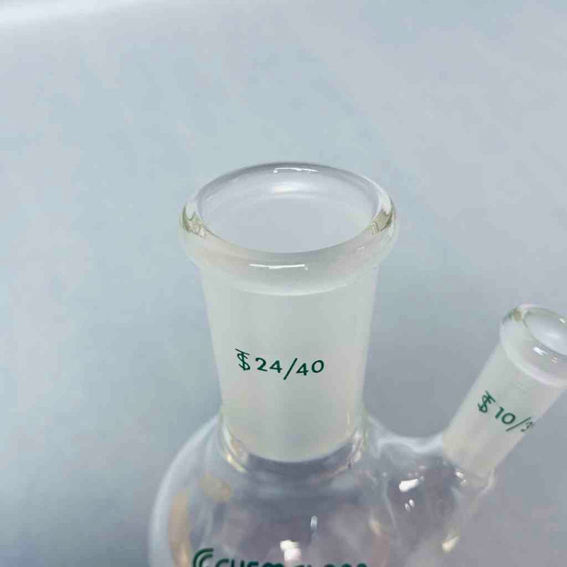 Chemglass Round Bottom Flask 100 ml 2-Neck CN-24/40 SN-10/30 - Lot of 4 Flasks Lab Flasks Chemglass