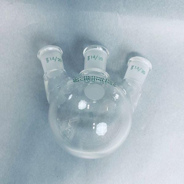 Chemglass Round Bottom Flask 100 ml 3 Neck Angled 24/40 Joints Jointed Glassware Chemglass