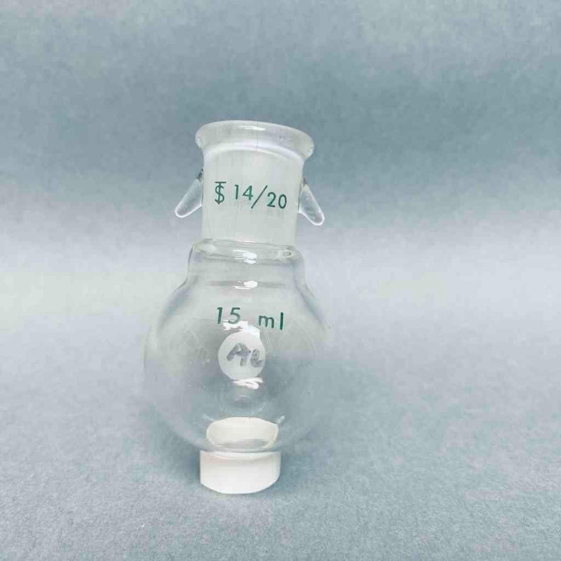 Chemglass Round Bottom Flask 15 ml 14/20 Outer Joint with Hooks - Lot of 7 Jointed Glassware Chemglass