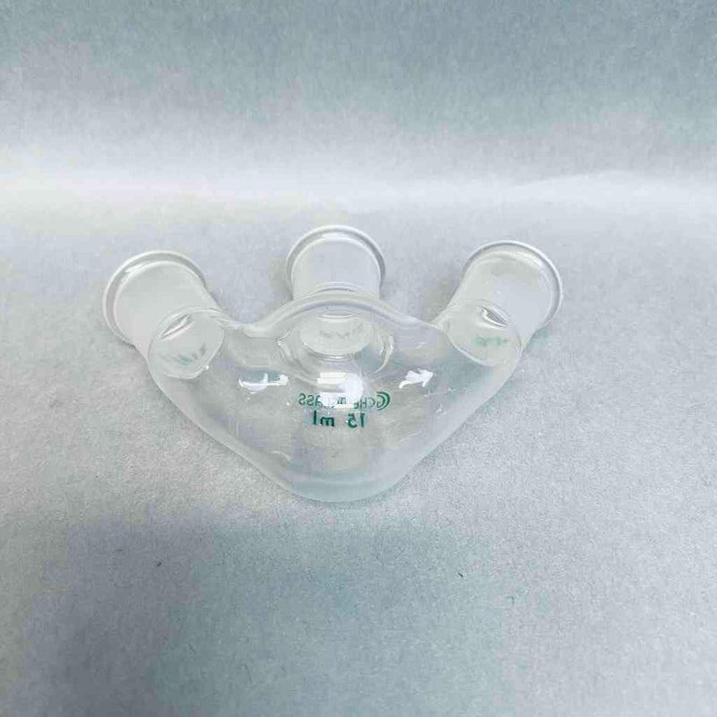 Chemglass Round Bottom Flask 15 ml Heavy Wall 3-Neck 14/20 Joints Angled Jointed Glassware Chemglass