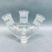 Chemglass Round Bottom Flask 15 ml Heavy Wall 3-Neck 14/20 Joints Angled Jointed Glassware Chemglass