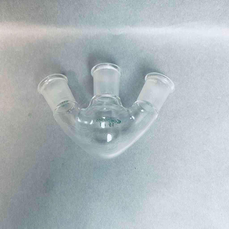 Chemglass Round Bottom Flask 15 ml Heavy Wall 3-Neck 14/20 Joints Angled Jointed Glassware Chemglass