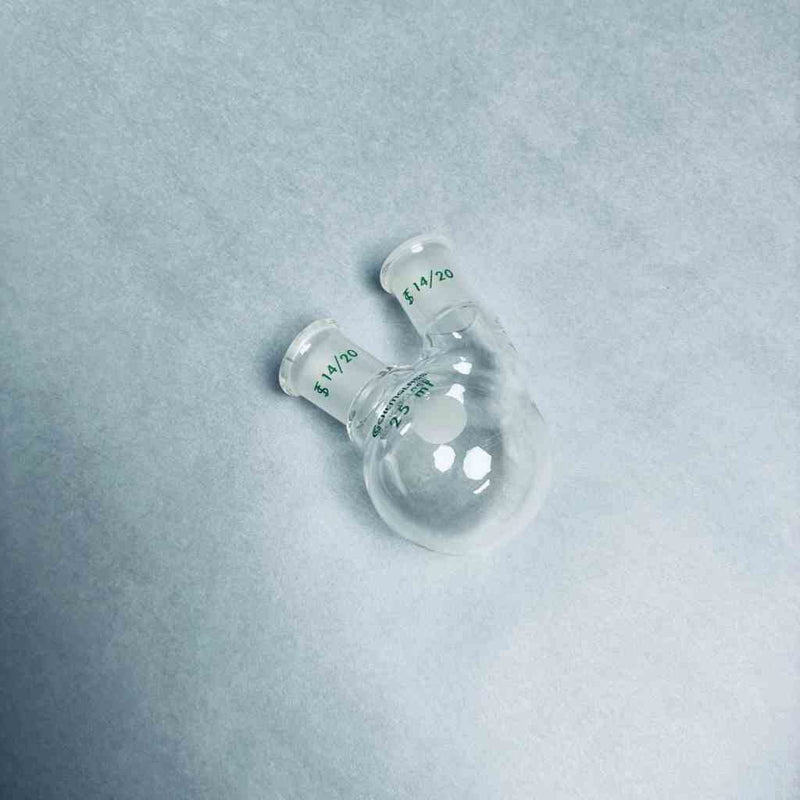 Chemglass Round Bottom Flask 2 Neck 25 ml 14/20 Outer Joints Lot of 2 Flasks Jointed Glassware Chemglass