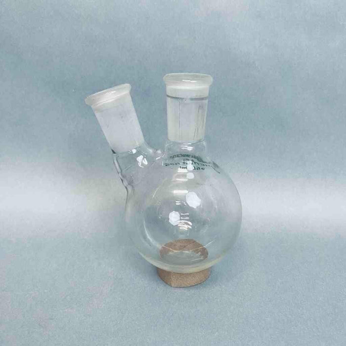 Chemglass Round Bottom Flask 2 Neck 250 ml 24/40 Joints Angled Neck Jointed Glassware Chemglass