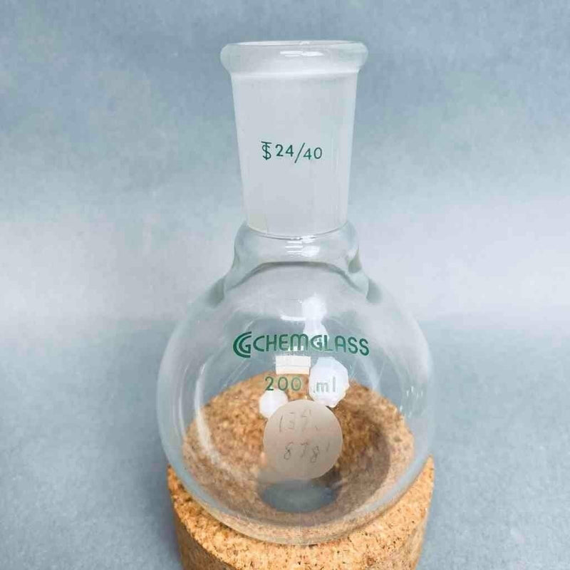 Chemglass Round Bottom Flask 200 ml Heavy Wall 24/40 Joint Lot of 3 Flasks Jointed Glassware Chemglass