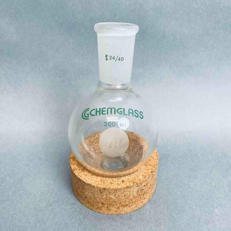 Chemglass Round Bottom Flask 200 ml Heavy Wall 24/40 Joint Lot of 3 Flasks Jointed Glassware Chemglass