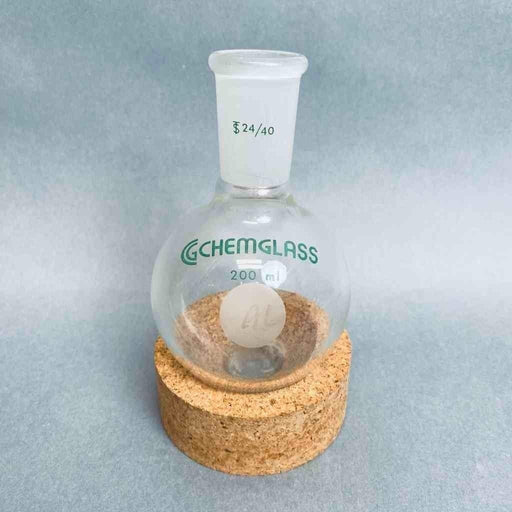 Chemglass Round Bottom Flask 200 ml Heavy Wall 24/40 Joint Lot of 3 Flasks Jointed Glassware Chemglass