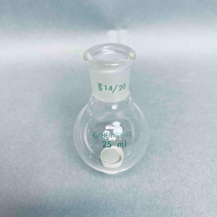 Chemglass Round Bottom Flask 25 ml Heavy Wall 14/20 Outer Joint - Lot of 7 Jointed Glassware Chemglass