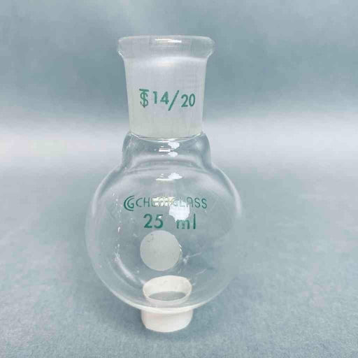 Chemglass Round Bottom Flask 25 ml Heavy Wall 14/20 Outer Joint - Lot of 7 Jointed Glassware Chemglass