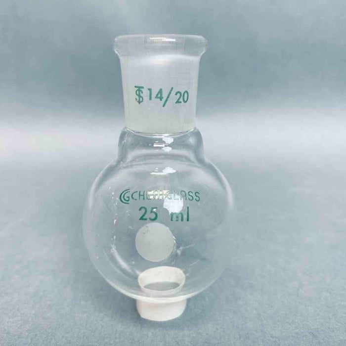 Chemglass Round Bottom Flask 25 ml Heavy Wall 14/20 Outer Joint - Lot of 7 Jointed Glassware Chemglass