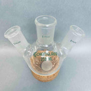 Chemglass Round Bottom Flask 250 ml Angled 3 Neck 29/42 CN 24/40 SN Jointed Glassware Chemglass