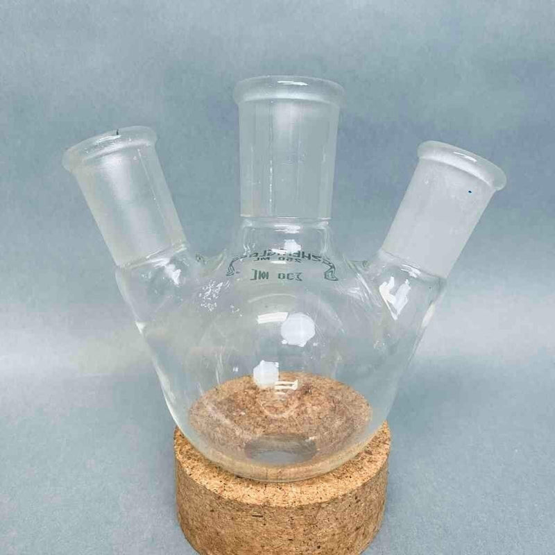 Chemglass Round Bottom Flask 250 ml Angled 3 Neck 29/42 CN 24/40 SN Jointed Glassware Chemglass
