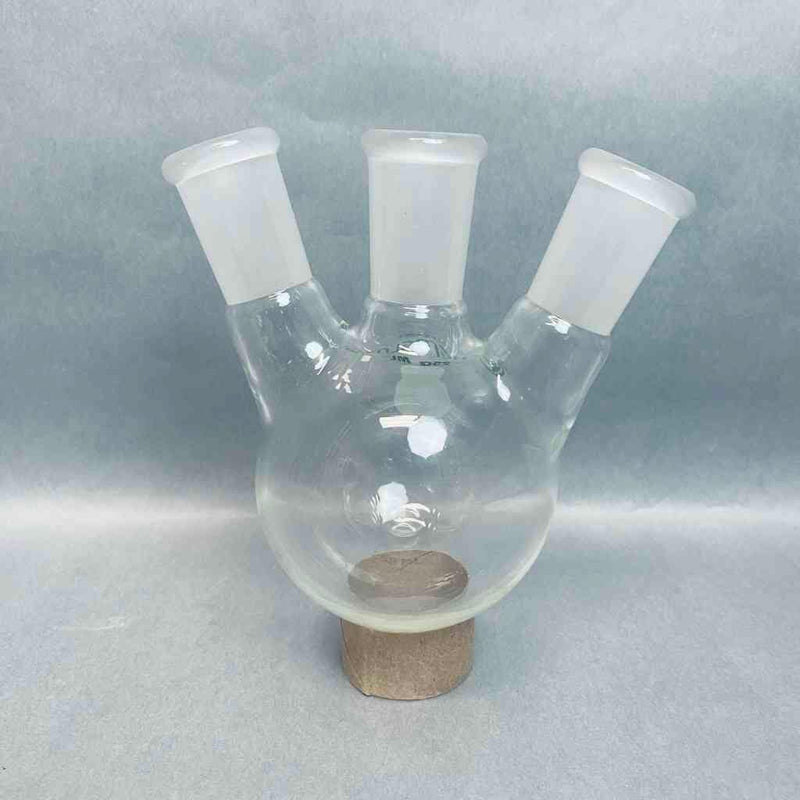 Chemglass Round Bottom Flask 250 ml Heavy Wall 3-Neck 24/40 Joints Lot of 2 Flasks Jointed Glassware Chemglass