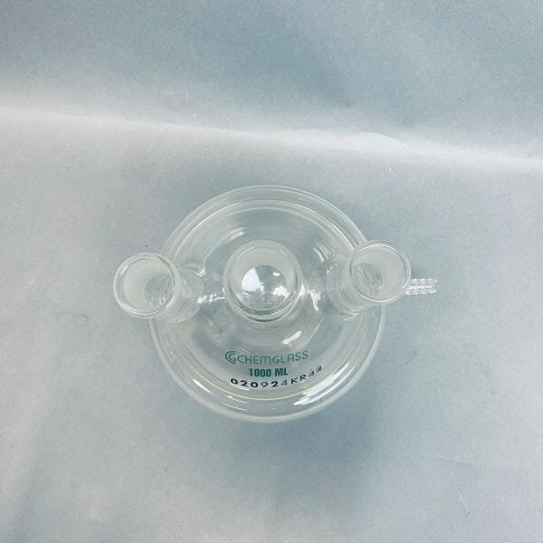 Chemglass Round Bottom Flask 3 Neck 1000 ml 29/42 CN 24/40 SN Half Jacketed Jointed Glassware Chemglass