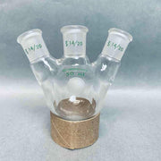 Chemglass Round Bottom Flask 50 ml 3-Neck 14/20 Joints Angled with Morton Indents Jointed Glassware Chemglass