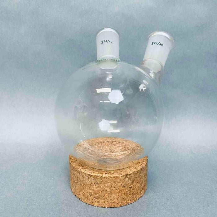 Chemglass Round Bottom Flask 500 ml 2 Neck Angled 24/40 Joints Jointed Glassware Chemglass