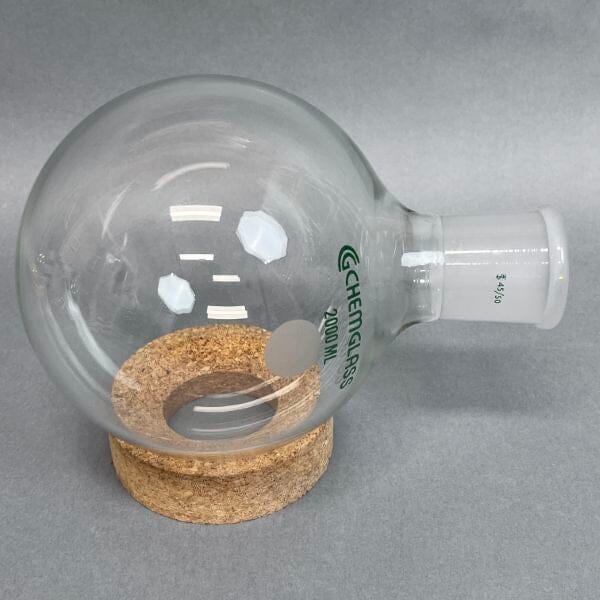 Chemglass Round Bottom Flask Single Neck 2000 ml with 45/50 Joint Glassware Chemglass