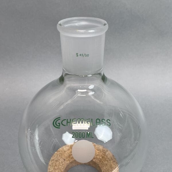 Chemglass Round Bottom Flask Single Neck 2000 ml with 45/50 Joint Glassware Chemglass