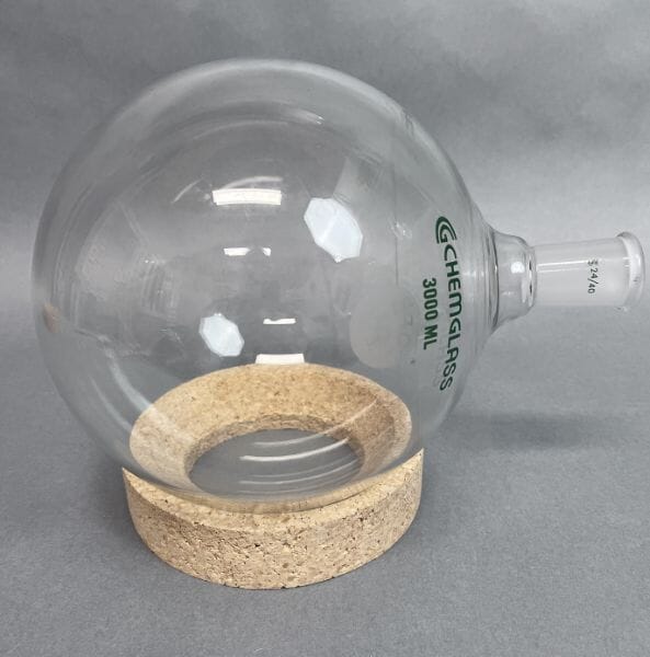 Chemglass Round Bottom Flask Single Neck 3000 ml with 24/40 Joint Glassware Chemglass