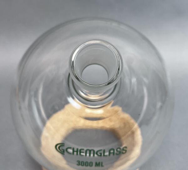 Chemglass Round Bottom Flask Single Neck 3000 ml with 24/40 Joint Glassware Chemglass