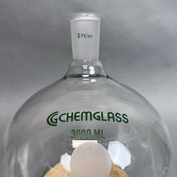 Chemglass Round Bottom Flask Single Neck 3000 ml with 24/40 Joint Glassware Chemglass