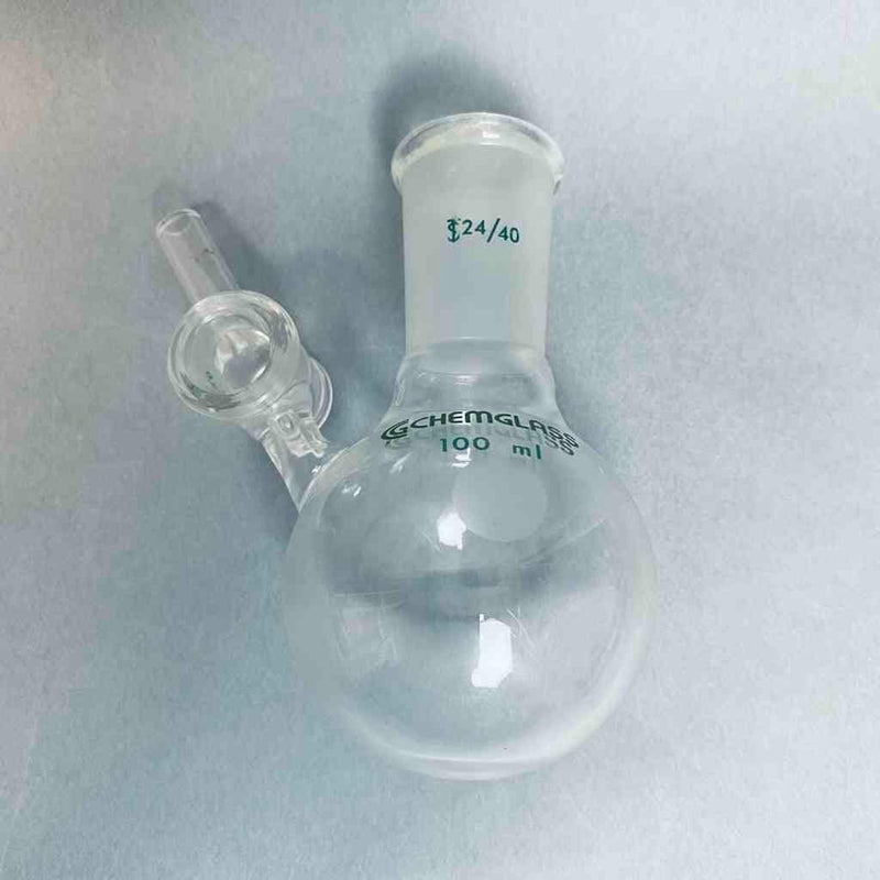 Chemglass Schlenk Airfree Reaction Flask 100 ml with 24/40 Joint Jointed Glassware Chemglass