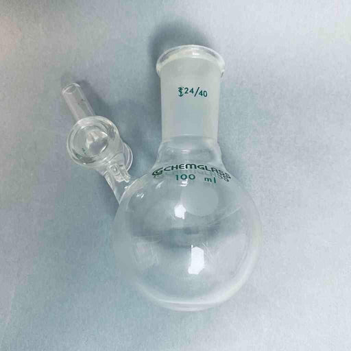 Chemglass Schlenk Airfree Reaction Flask 100 ml with 24/40 Joint Jointed Glassware Chemglass