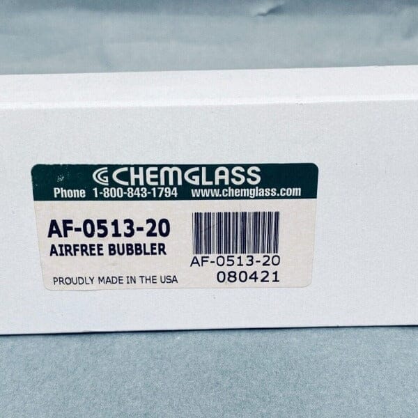 Chemglass Schlenk Bubbler Airfree 8 mm OD 40 ml Volume 8.5 in. Length Glassware Chemglass