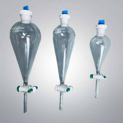 Chemglass Separatory Funnel Set 125 ml, 250 ml, and 500 ml Total of 3 Funnels Glassware Chemglass