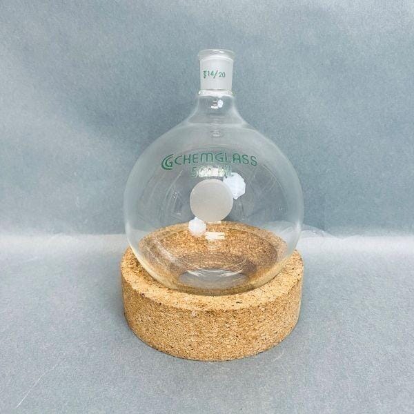 Chemglass Single Neck Round Bottom Flask 14/20 Joint Lot of 2 Flasks Jointed Glassware Chemglass