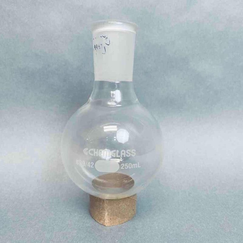 Chemglass Single Neck Round Bottom Flask 250 ml 29/42 Outer Joint Jointed Glassware Chemglass