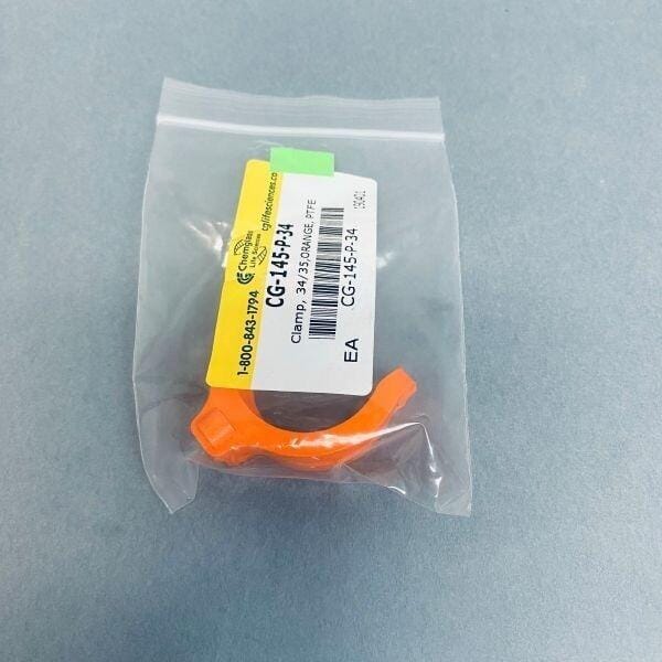Chemglass Standard Taper Joint Clamp PTFE Orange 34/35 Total of 3 Clamps Other Chemglass