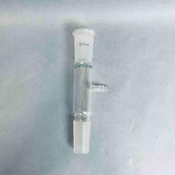 Chemglass Straight Inlet Adapter 24/40 Joints with Side Hose Connection Jointed Glassware Chemglass