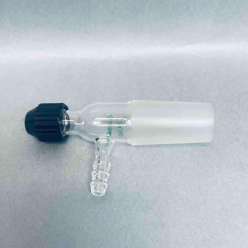 Chemglass Universal Adapter 24/40 Inner Joint #9 Chem-Thread with Side Hose Barb Jointed Glassware Chemglass