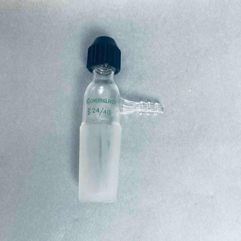 Chemglass Universal Adapter 24/40 Inner Joint #9 Chem-Thread with Side Hose Barb Jointed Glassware Chemglass