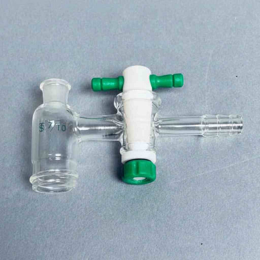 Chemglass Vacuum Adapter 7/10 Outer Joint 20-400 GPI Thread with PTFE Stopcock Jointed Glassware Chemglass