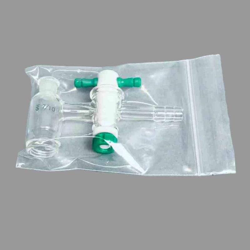 Chemglass Vacuum Adapter 7/10 Outer Joint 20-400 GPI Thread with PTFE Stopcock Jointed Glassware Chemglass