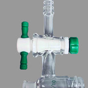 Chemglass Vacuum Adapter 7/10 Outer Joint 20-400 GPI Thread with PTFE Stopcock Jointed Glassware Chemglass