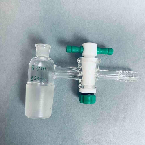 Chemglass Vacuum Adapter 7/10 Upper 24/25 Lower with PTFE Stopcock Jointed Glassware Chemglass