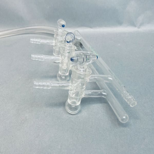 Chemglass Vacuum and Inert Gas Manifold 280 mm 3 Ports Glass Stopcock Glassware Chemglass