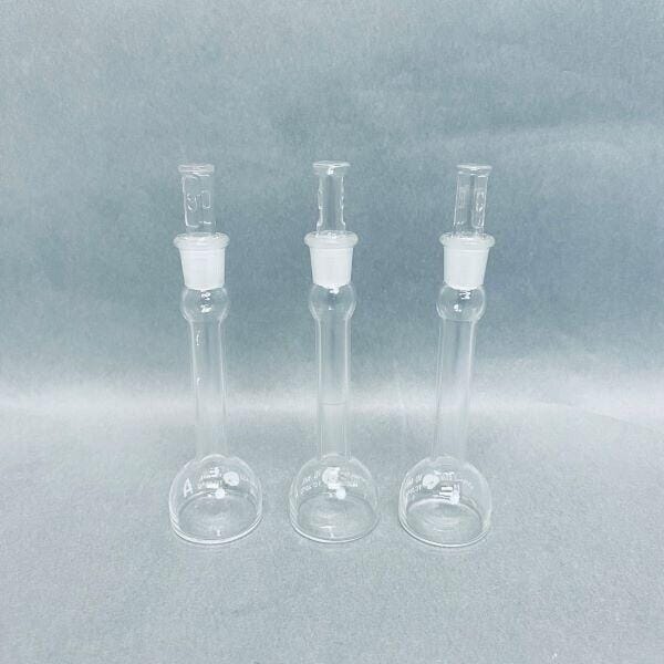 Chemglass Volumetric Flask 10 ml Class A Pyrex Stopper #9 Set of 3 Lab Flasks Chemglass