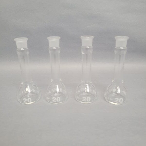 Chemglass Volumetric Flask 20 ml Grade A Total of 4 Flasks Lab Flasks Chemglass
