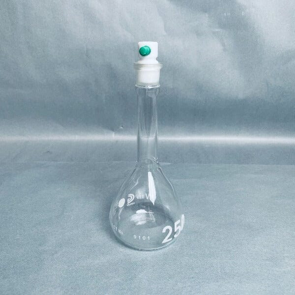 Chemglass Volumetric Flask 250 ml with #19 PTFE Stopper Total of 5 Flasks Glassware Chemglass