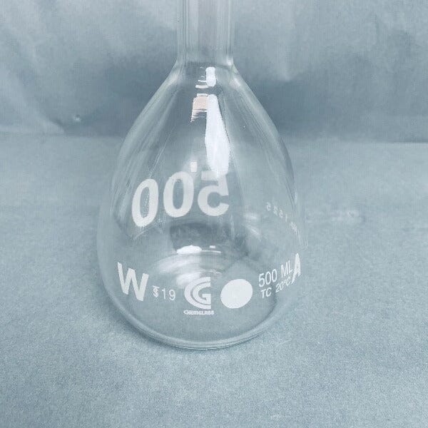 Chemglass Volumetric Flask 500 ml Grade A with PTFE Stopper Total of 2 Flasks Lab Consumables::Tubes, Vials, and Flasks Chemglass