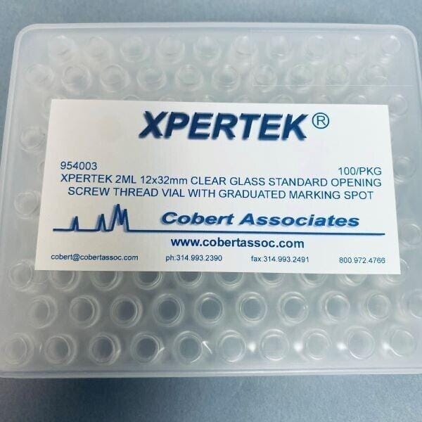 Cobert Associates Xpertek Clear Glass Vial 2 ml 12 x 32 mm 8-24 Thread with Graduations and Marking Spot 100 Vials Vials Cobert Associates