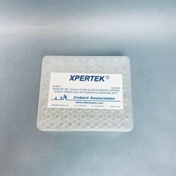 Cobert Associates Xpertek Clear Glass Vial 2 ml 12 x 32 mm 8-24 Thread with Graduations and Marking Spot 100 Vials Vials Cobert Associates