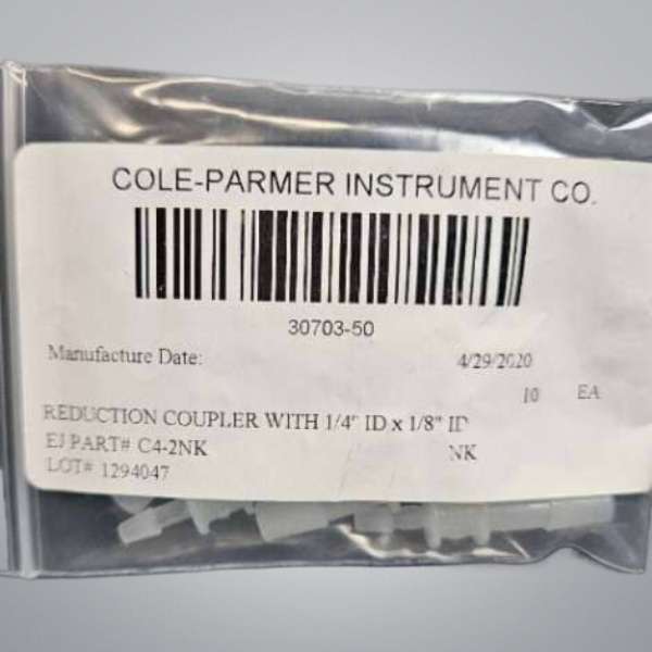 Cole-Parmer Hose Barb Reducer 1/4 in. ID - 1/8 in. ID 30 Fittings