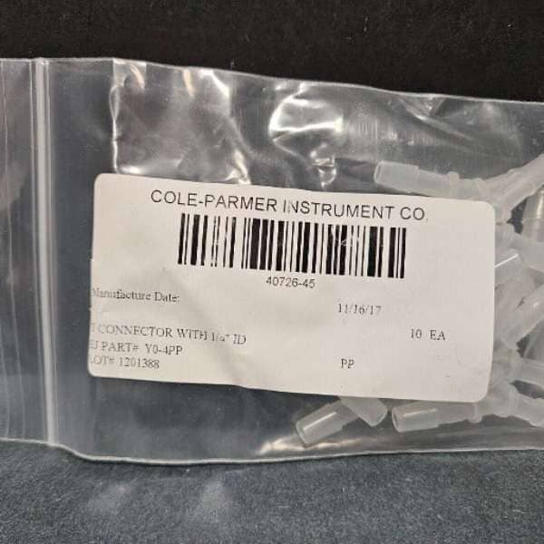 Cole-Parmer Hose Barb Y Connector with 1/4 in. ID Pack of 10 Y Connectors Lab Equipment::Pumps, Pump Access. & Tubing Cole-Parmer